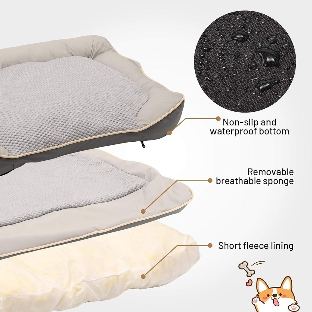 Premium Orthopedic Dog Bed Bolster Design Waterproof Washable- Size (24" x 29") - Picture 4 of 7